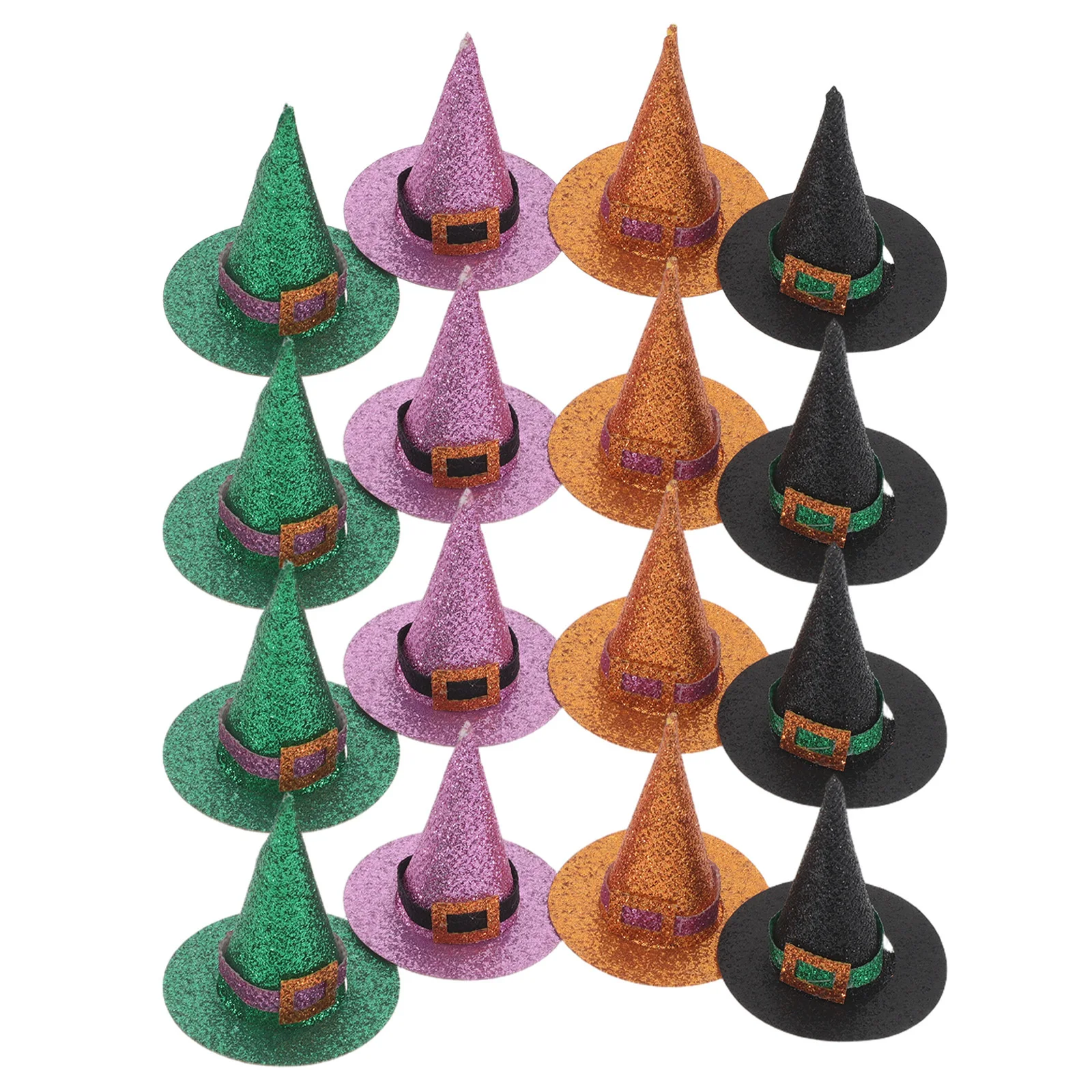 

24Pcs Glitter Witch Hat Mini Wizard Hats Halloween Party Decorations Cupcake Toppers Spooky Theme Birthday Crafts Supplies