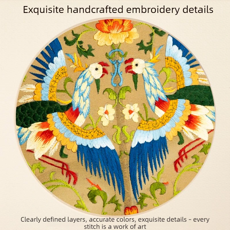 Suzhou Embroidery Fan Chinese Palace Round Fan Handmade Double Sided Embroidered Cultural Creative Gift for Home Decor