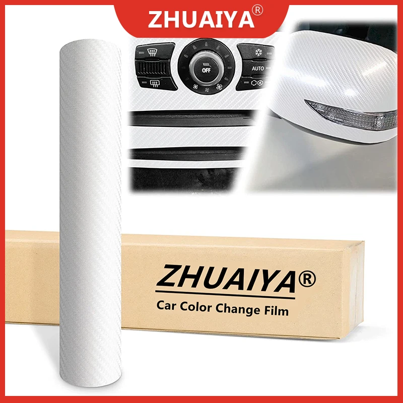 Car Color Change Film White 4D Carbon Fiber Semi Gloss Shiny Vinyl Wrap Sticker Decal Car Auto Vehicle Motorcycle Film