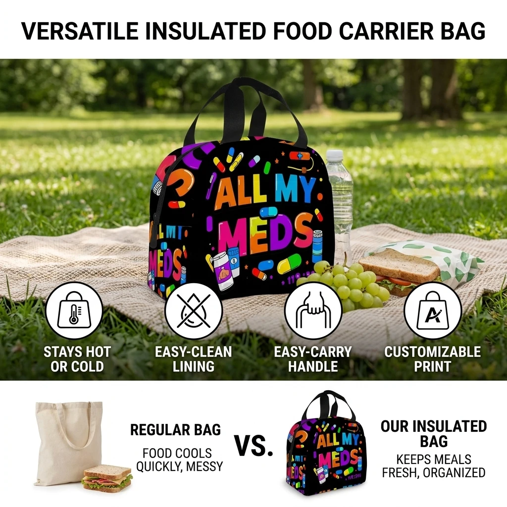 Customizable Insulated Lunch Bag With Waterproof For Outdoor Picnic And Commuting