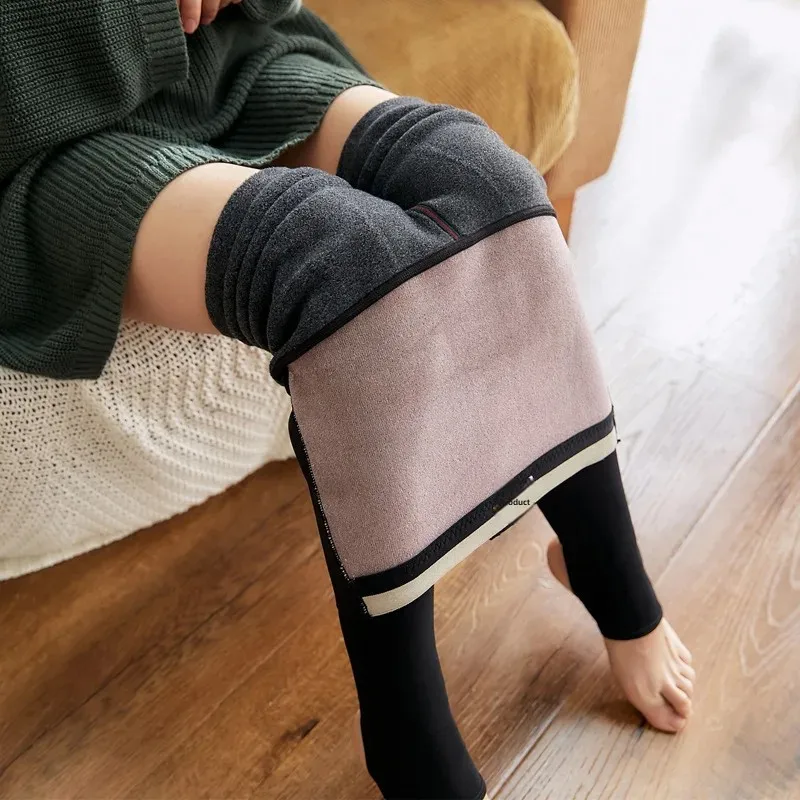 ارتفاع الخصر سميكة الصوف المرأة طماق ثلاثة أزرار التخسيس بعقب رفع السراويل المتكاملة الخريف الشتاء حجم كبير