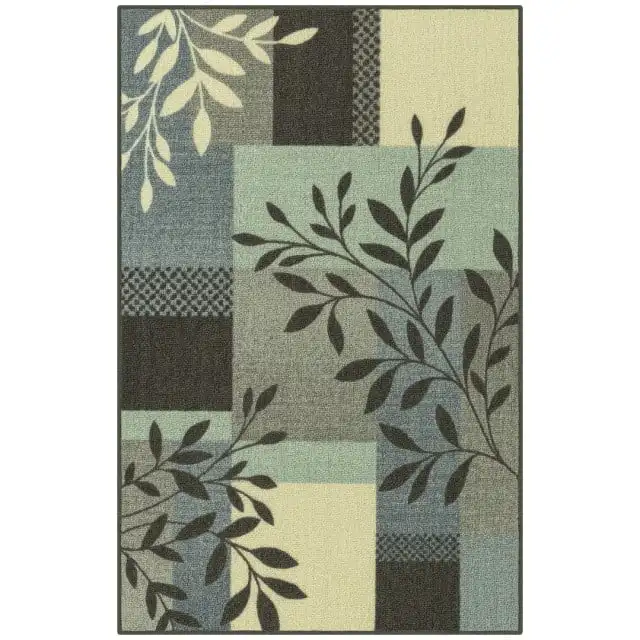 

Традиционный коврик Leaf Block Aqua Grey с акцентом для помещений, 2'6X3'10
