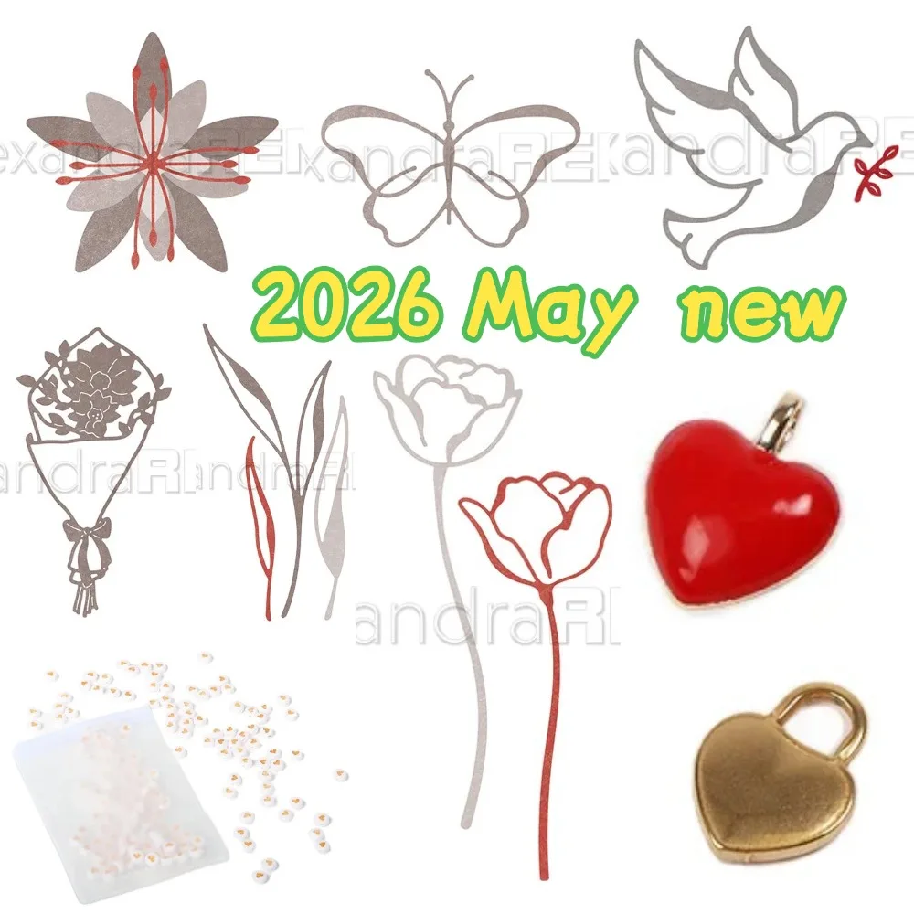Nouveauté Mai 2026 : Matrices de découpe en métal « Fleurs et Amour » pour scrapbooking DIY, matrices pour albums photo, décoration artisanale