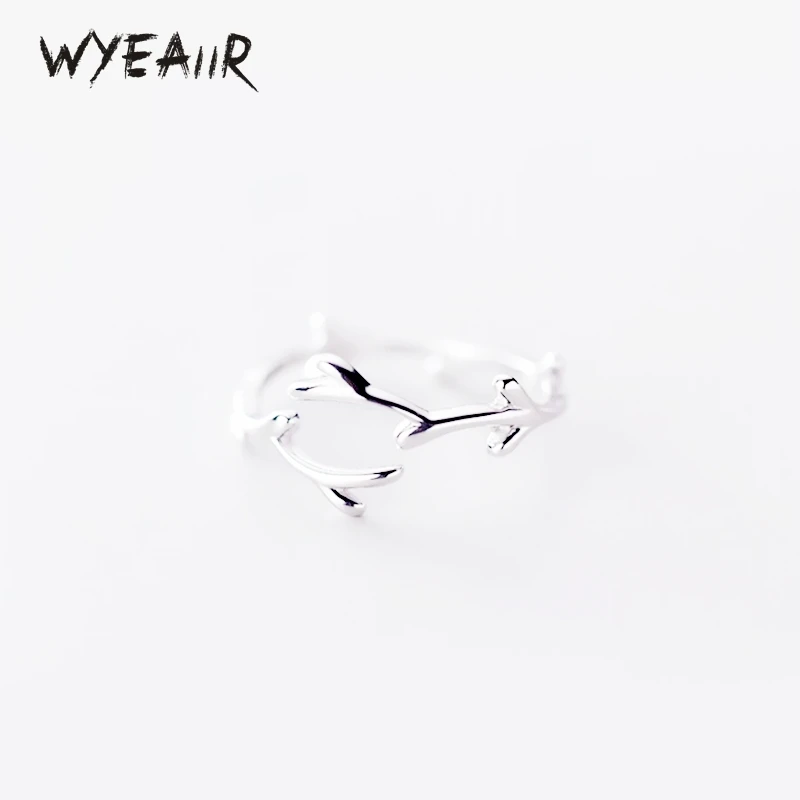 

WYEAIIR 925 Sterling Silver Cool Fresh Literary Twig Simple Cute Jewelry Resizable Opening Female Ring