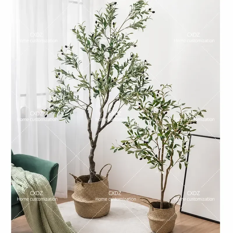 Simulated green plant potted olive tree landing large fake plant ornament indoor home decoration