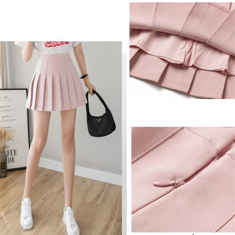 All Season Elegant A-Line Black Pleated Skirt Women Sexy Kawaii High Waist Short Skirt Female School Uniform Mini Skirts Girl