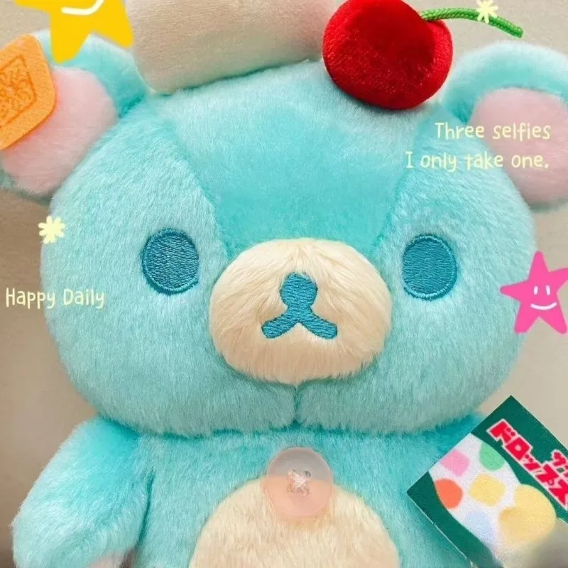Rilakkuma Plush Toy Mint Blue Bear Plushie with Cherry Cute Ice Cream Bear Soft Stuffed Doll Collectible Gift - view 3