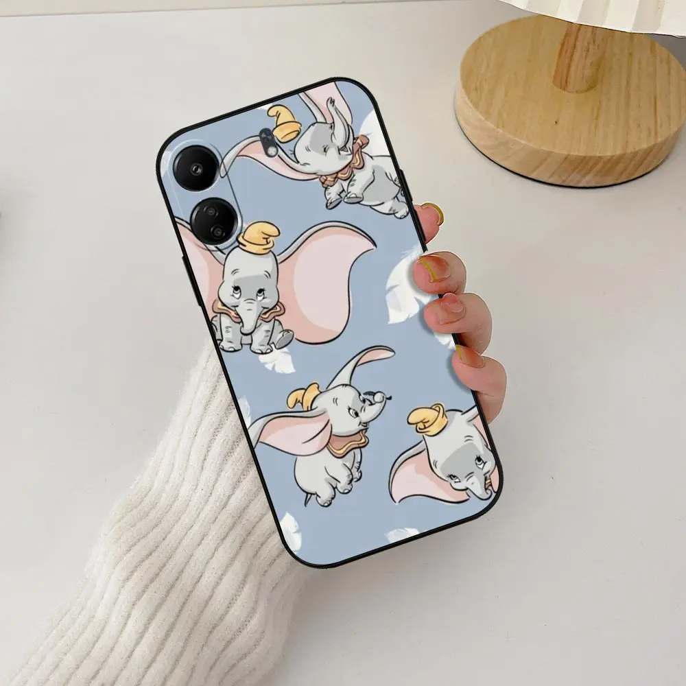 Caso de Telefone Dumbo Disney Para Redmi, Capa Macia, Desenhos Animados Bonitos, Ultra Preto, 13C, 12C, 12, 10C, 10, 9C, 9, 9A, 9T, 8, 8A, a1, A2, K60, K40 pro mais