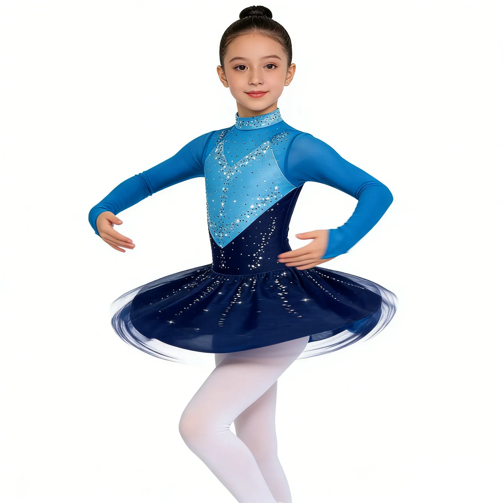 

Kids Girls Glittery Rhinestones Gymnastics Figure Skating Ballet Jersey Dance Performance Costume Lyrical Dance leotard Dresses