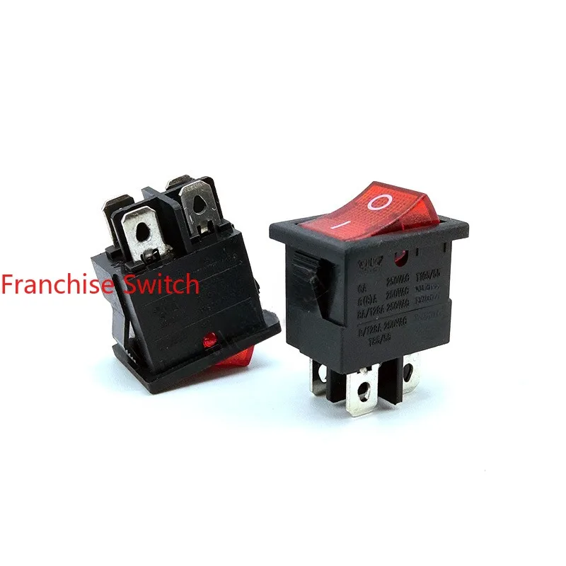 

20PCS RS601D Ship Type Rocker Switch 4Feet 2Gears, Red Light, LCD TV Power 6A