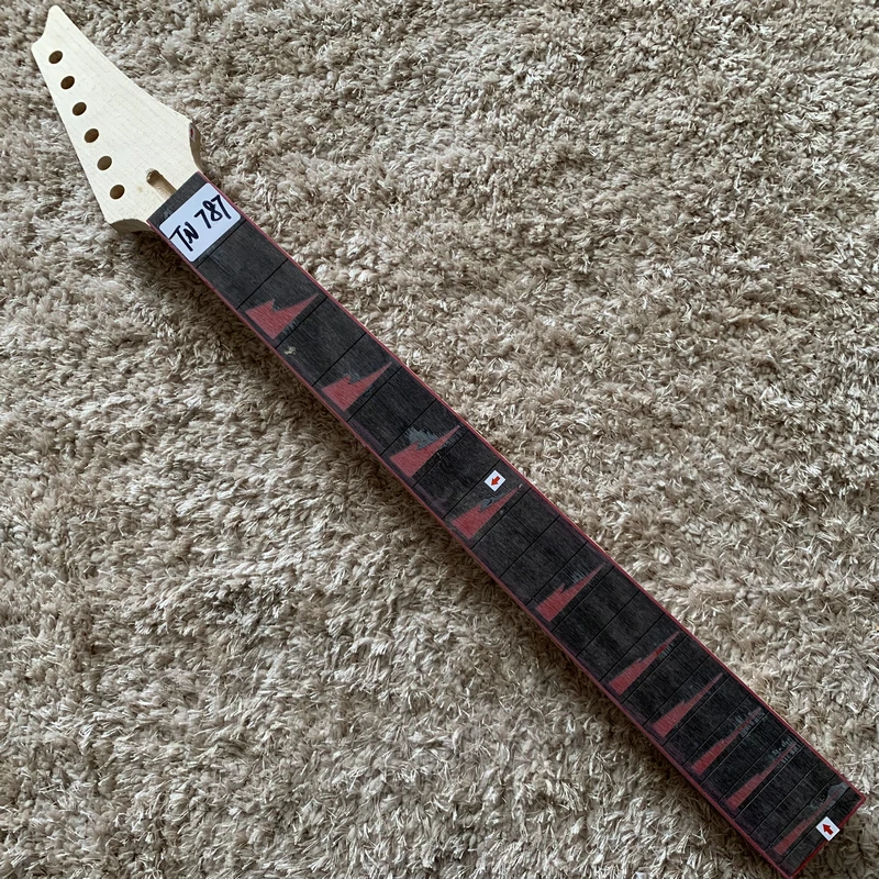 Unfinish Ibanez Style Guitar Neck 24 Frets Red Shark Inlay Right Hand No Logo No Paint Custom Orders  Electric Guitar TN787