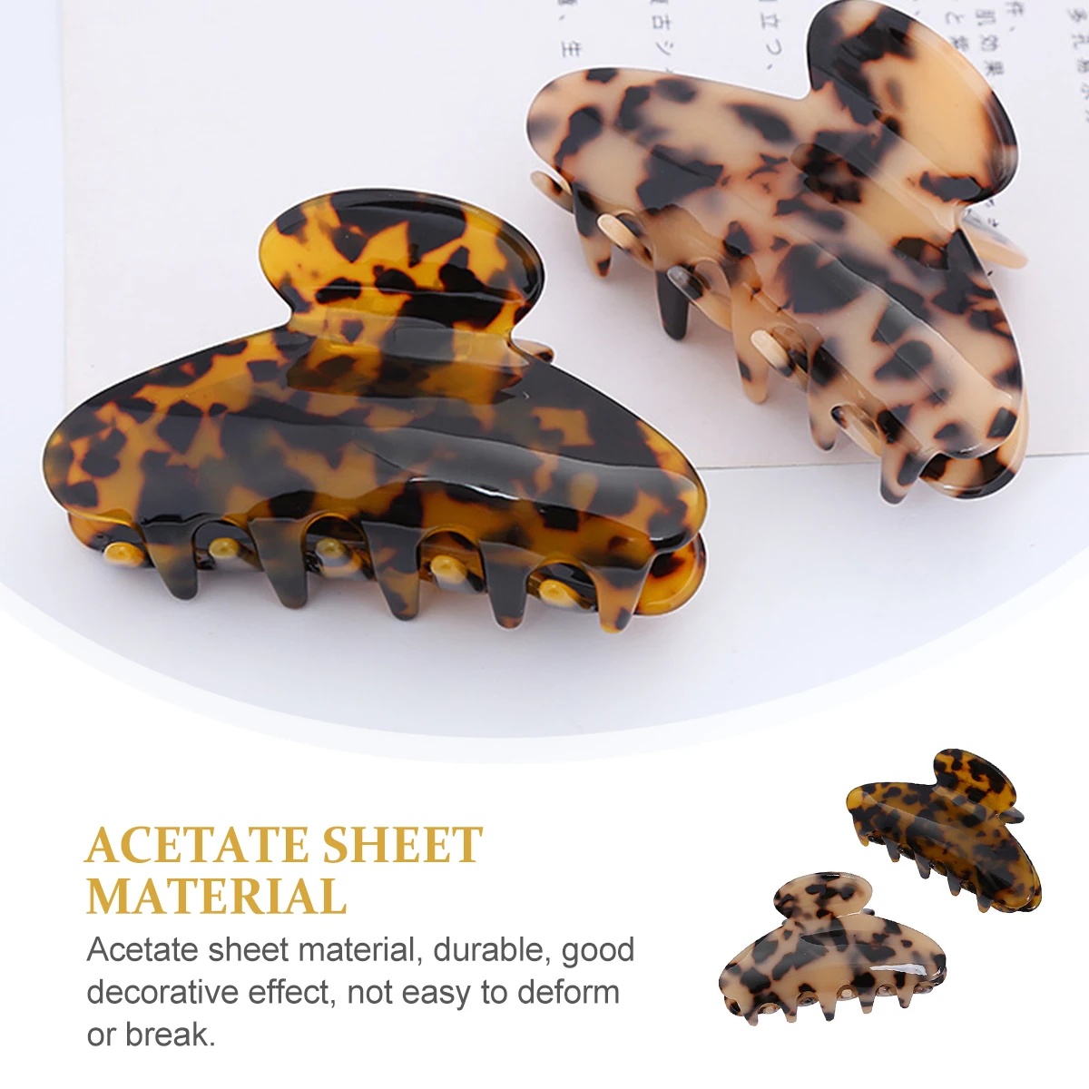 

2pcs Retro Hair Claw Clips Women Girls Acetate Sheet Durable Grip Clasp Ornament For Daily Dance Party Travel Use Hair Decor