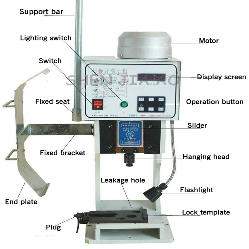 NEW 1.5T Semi-Automatic Terminal Crimping Machine Ultra-Quiet Horizontal Mode with Blade Mold for Electrical Wiring Connections