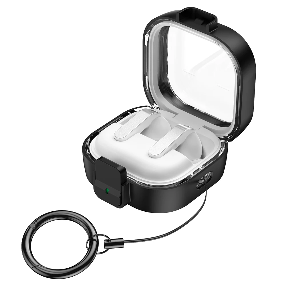 Security Lock Transparent Cover For Samsung Galaxy Buds 4 / Buds 4 Pro Earbuds Protection Case With Keychain For Buzz4 Pro Coque image 4