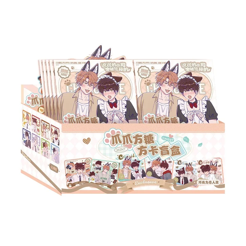 

10Packs/Set Lying Puppy Loving The Fox Paw Sugar Series Square Cards Kawaii Characters Anime Trading Cards for Collectors