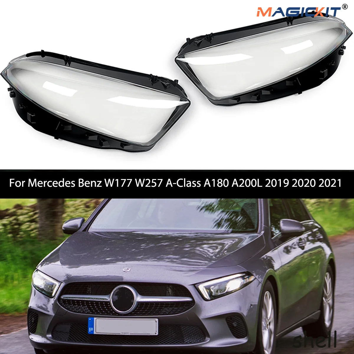 For Mercedes Benz W177 W257 A-Class A180 A200L 2019 2020 2021 Headlight Cover Lampshdade Headlamp Shell Plexiglass Replace