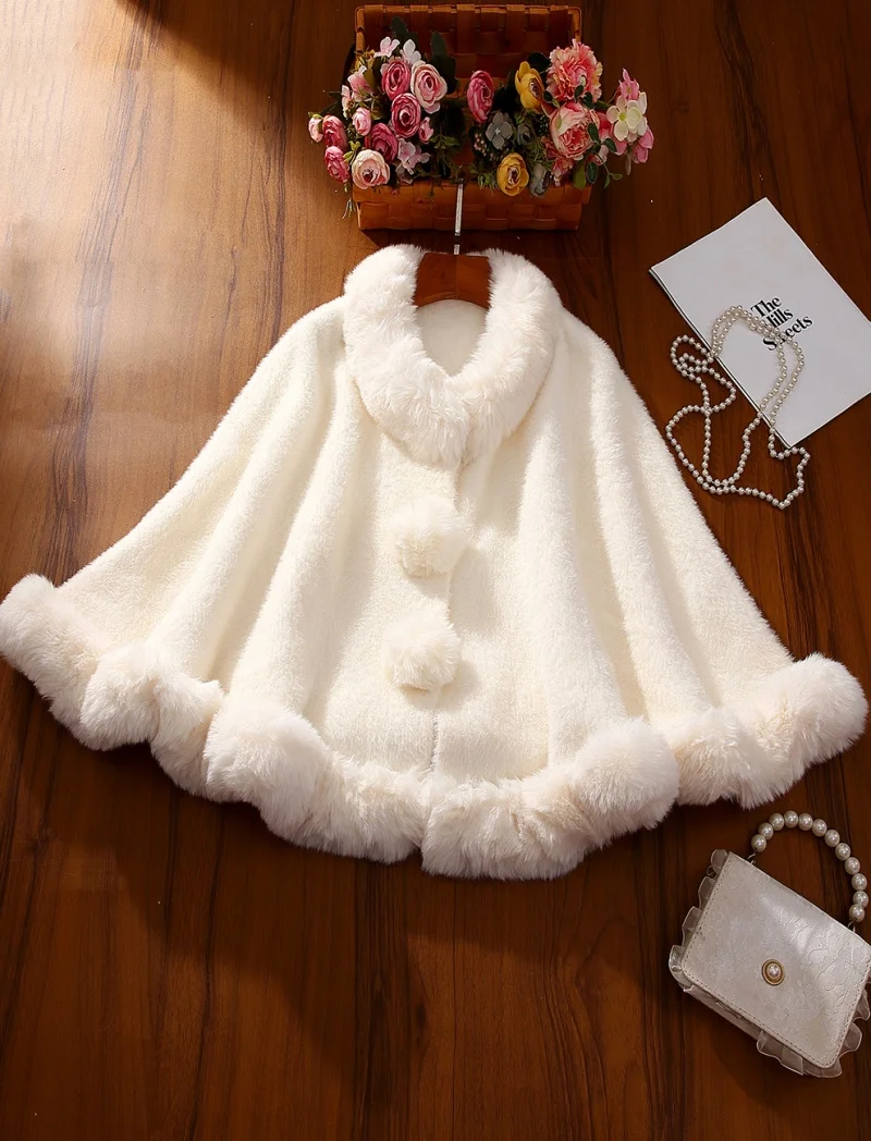 

Fashion Winter Warm Plush Shawl Thicken Coat Cape Cloak Outer Trendy Winter Warm Plush Shawl Thicken Coat