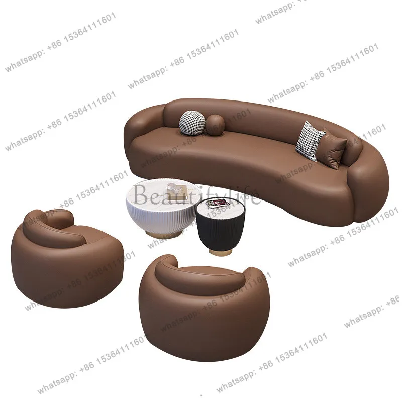 Hotel Lobby Sofa Meeting Sales Department Negotiate Reception Sofa Table and Chair Combination