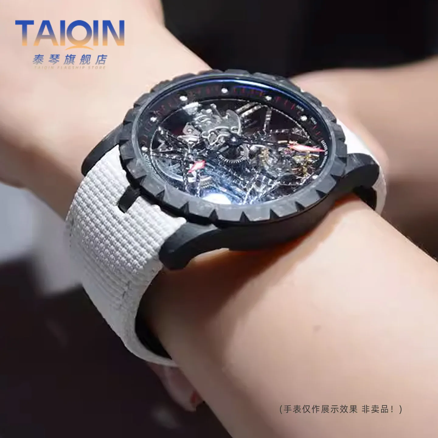 Fluorine rubber nylon texture strap For Roger Dubuis Excalibur Series RD0473 RD0422 Notched Watchband Men's bracelet 26mm