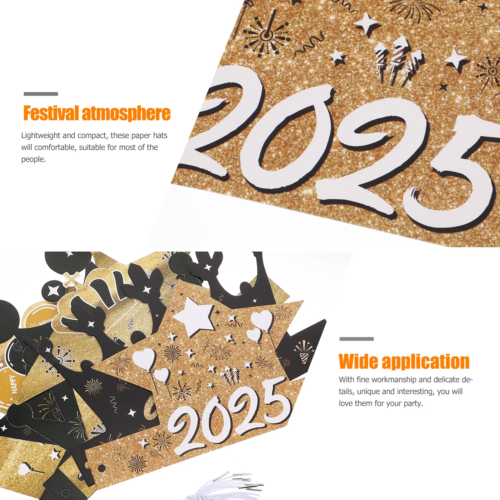 

6Pcs New Year Crowns Paper Hats Party Photo Props Fun Role-Playing Accessory Happy New Year 2025 Hat Supplies 2025 Paper Hat