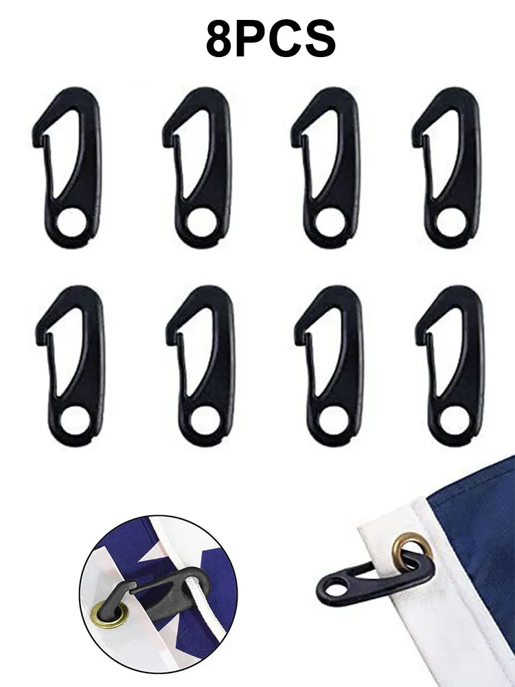 8PCS Heavy Duty Flagpole Snap Hook Clips Anti-UV Flag Pole Attach Flag Grommets Halyard Rope Attachment Accessory Tool