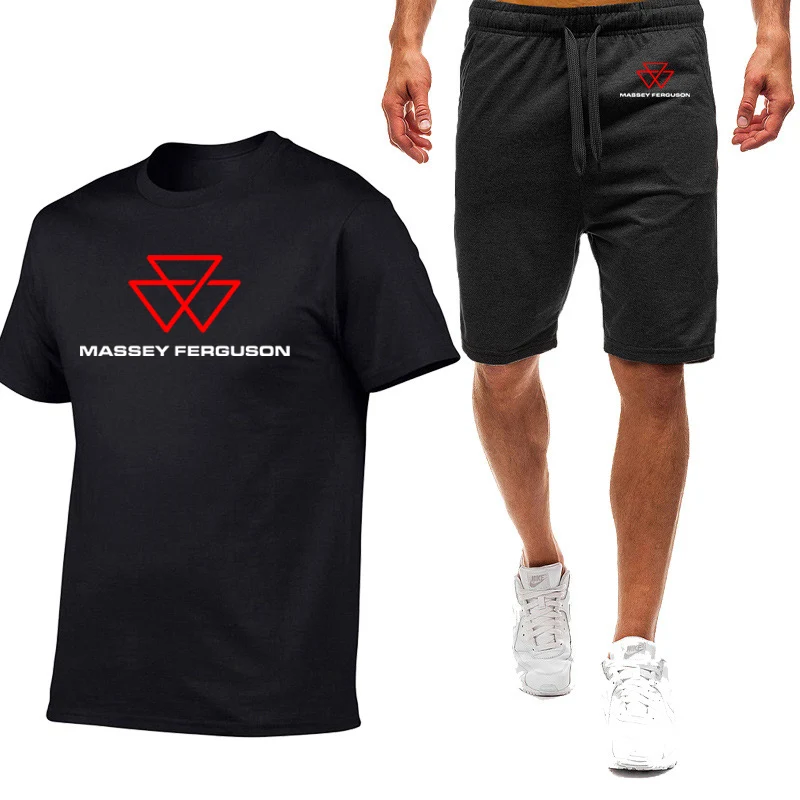 

Massey Ferguson Tractor Agriculture Man Summer Printing Harajuku Casual T-Shirt+Shorts New Nine Color Short Sleeved 2-piece Set