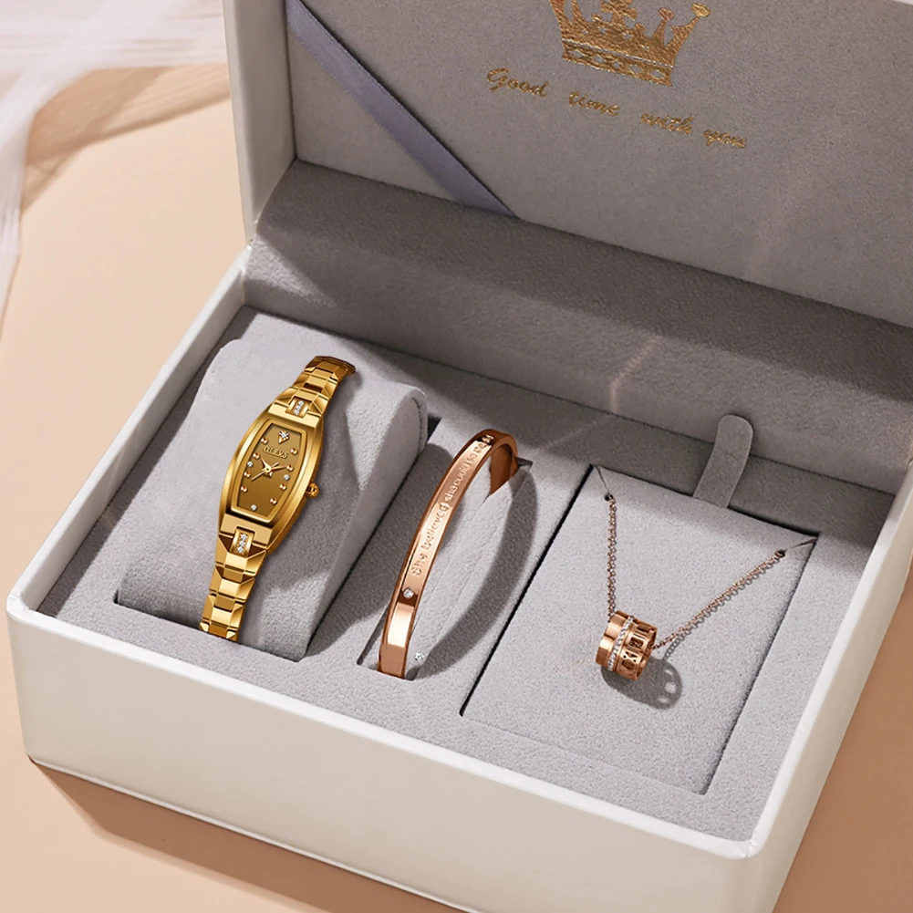

OLEVS Women Watch 5501 Luxury Fashionable Quartz Watch Waterproof Tungsten Steel Watches For Women Set Bracelet Watch Box Reloj