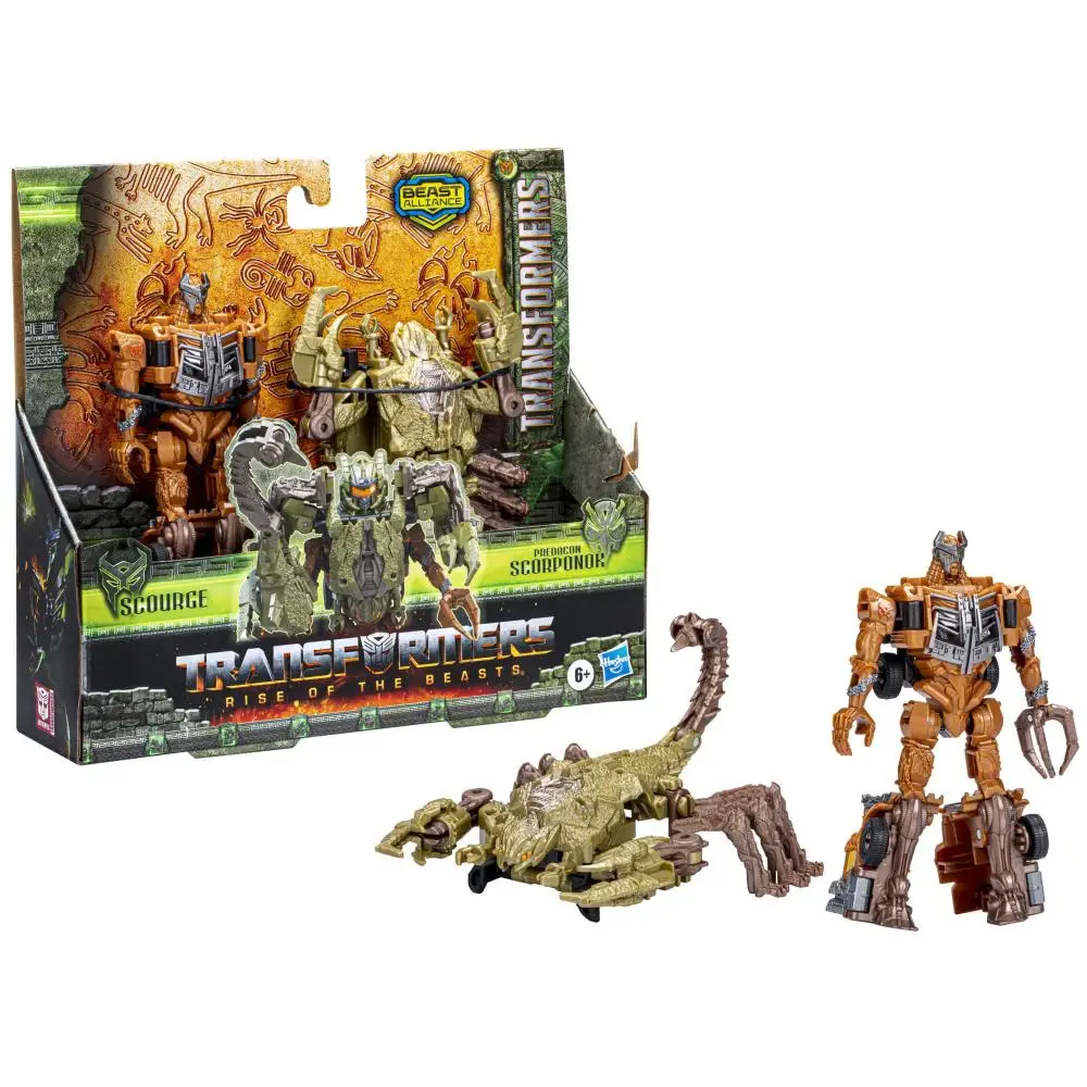 Transformers: Rise of The Beasts Beast Alliance Beast Combiners 2-Pack Scourge & Predacon Scorponok Collectible Model Toy