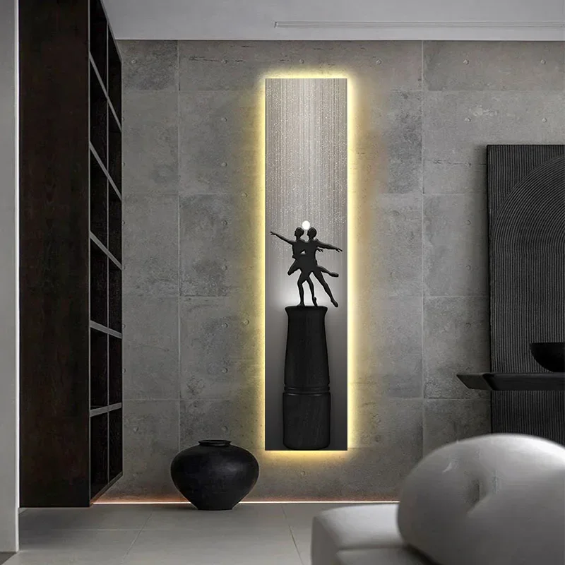 Modern Minimalist Porch Art Decorative Painting Lamp Abstract Figure Art Hanging Painting Lamp Slender Strip Led Painting Lamp