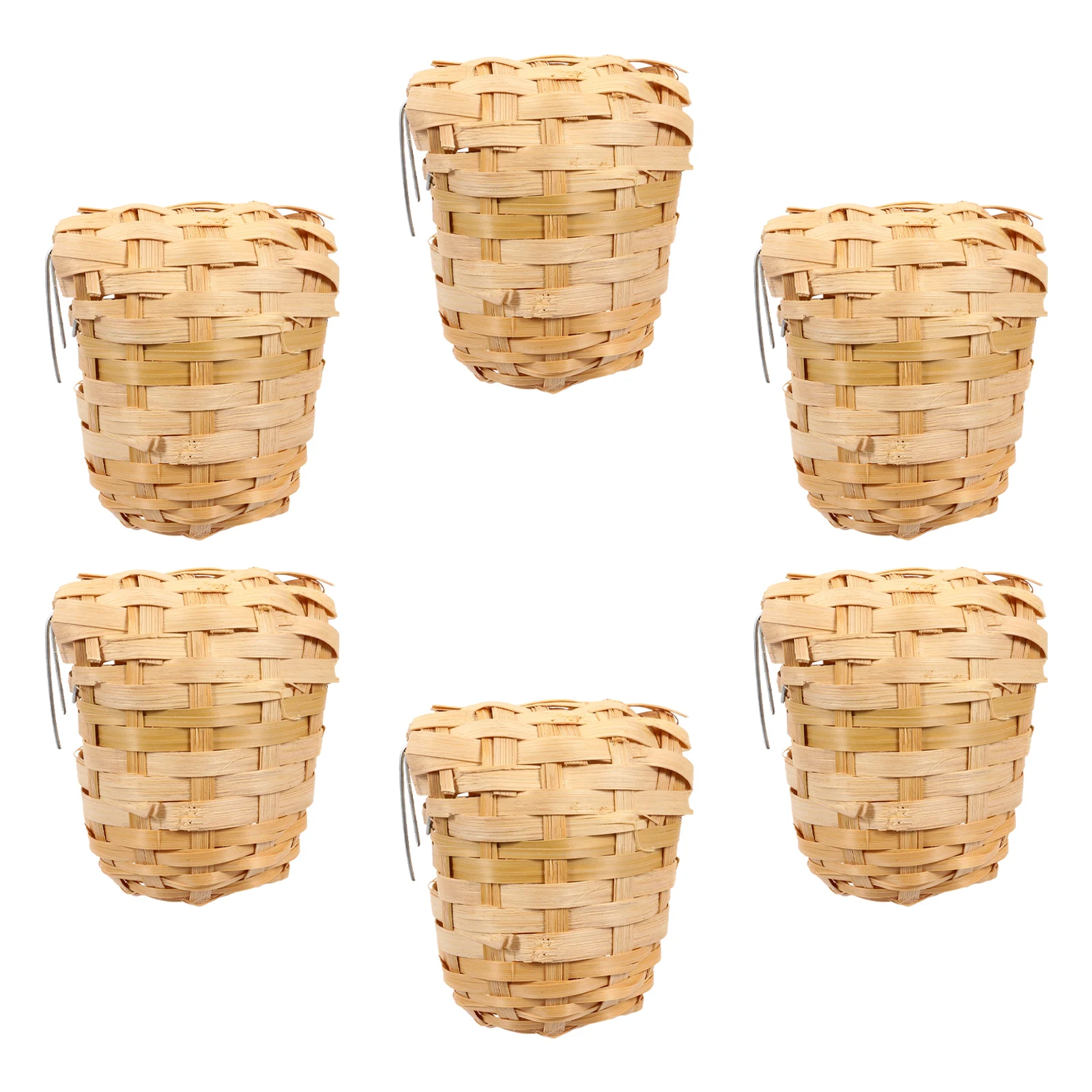 

6pcs Bamboo Bird Nest 10x7x12cm Handmade Strong Breathable Rustic Style Hanging Shelter for Birds Home Decoration