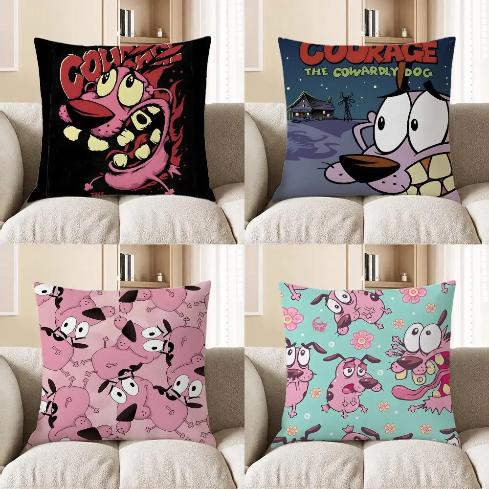 Anime Courage Cowardly Dog Cushion Cover Short Plush Cushion Cover Pillowcase Home Decor for Sofa Bedroom Holiday Gift