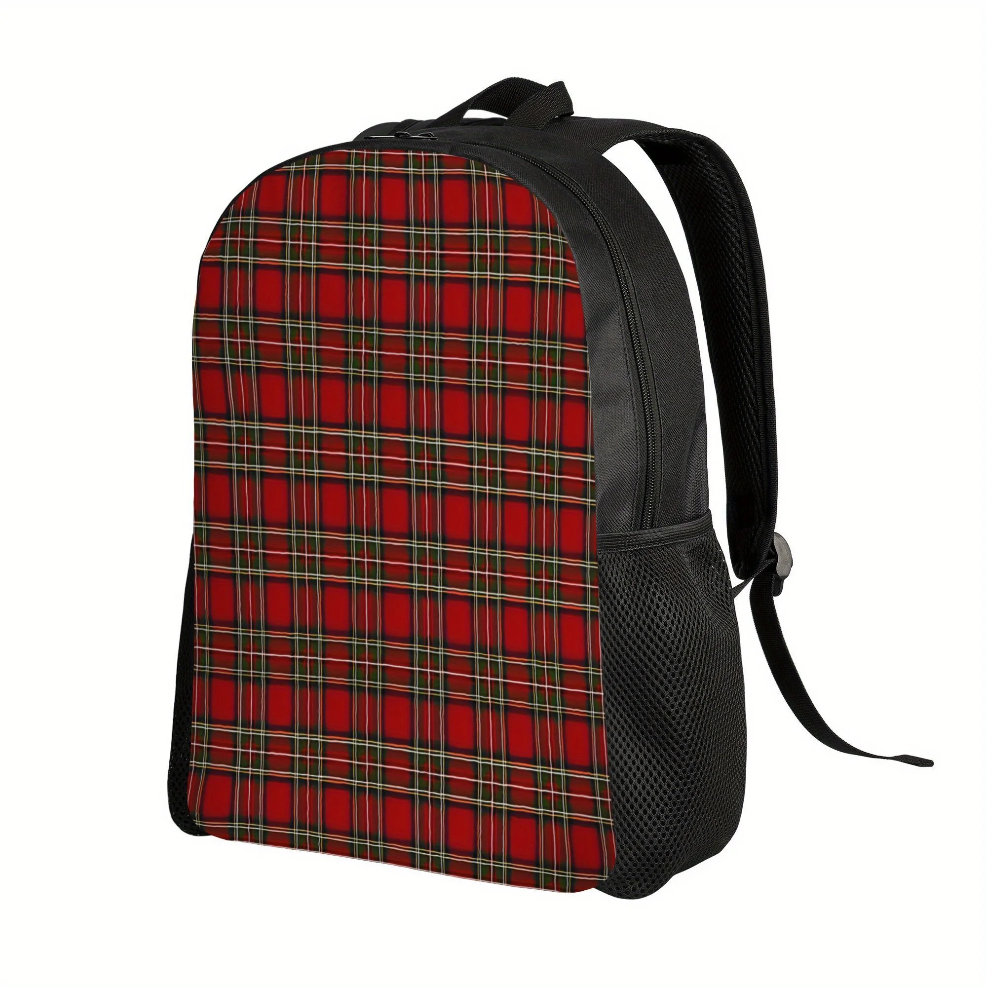 

Casual backpack with Royal Stuart plaid pattern, single compartment design, gentle and low-key, ideal for daily use or weekend