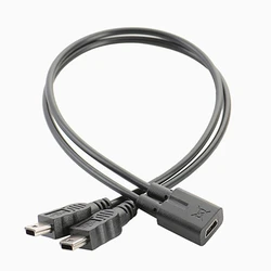 Mini USB 1 do 2 lat kabel splittera kabel USB 2.0 Mini 5-pinowy żeński do podwójnego 2 męski konwerter do szybkiego ładowania