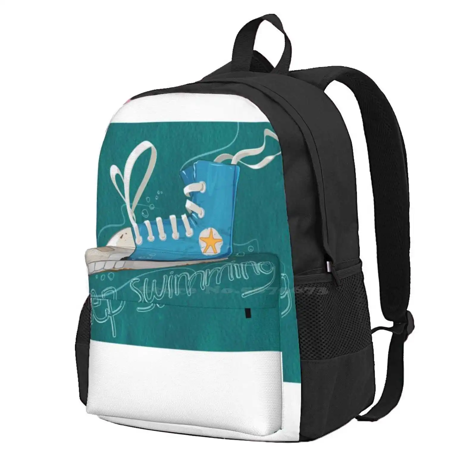 Keep Swimming Hot Sale Schoolbag Backpack Fashion Bags Fish Swim Water Sea Ocean Shoes Sneakers Shoelace Whale