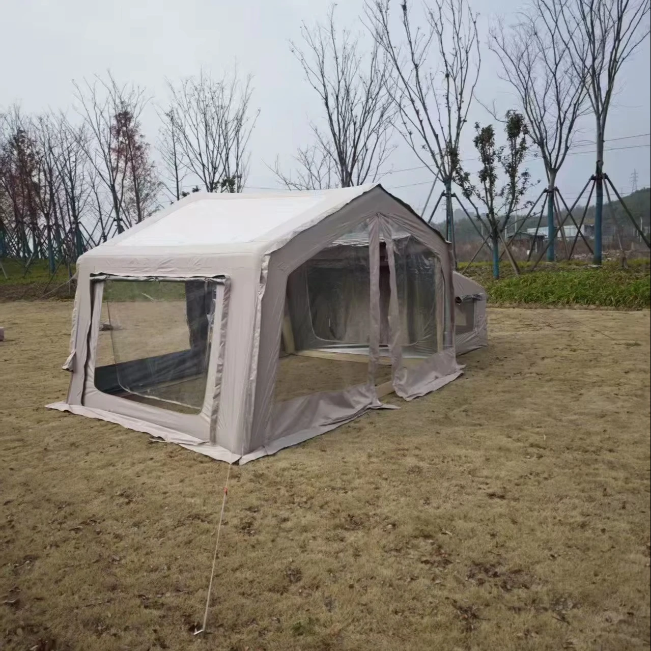 Outdoor Integrated Luxury Yurt Inflatable Tent 10 Square Meters Waterproof Oxford Fabric Warm Camping