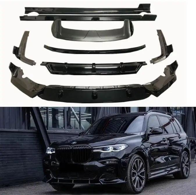 ABS Black Knight Front Bumper Lip Rear Diffuser Side Skirt Spoiler Grille For BMW X7 G07 2019 2020 2021 2022 2023 Full Body Kit