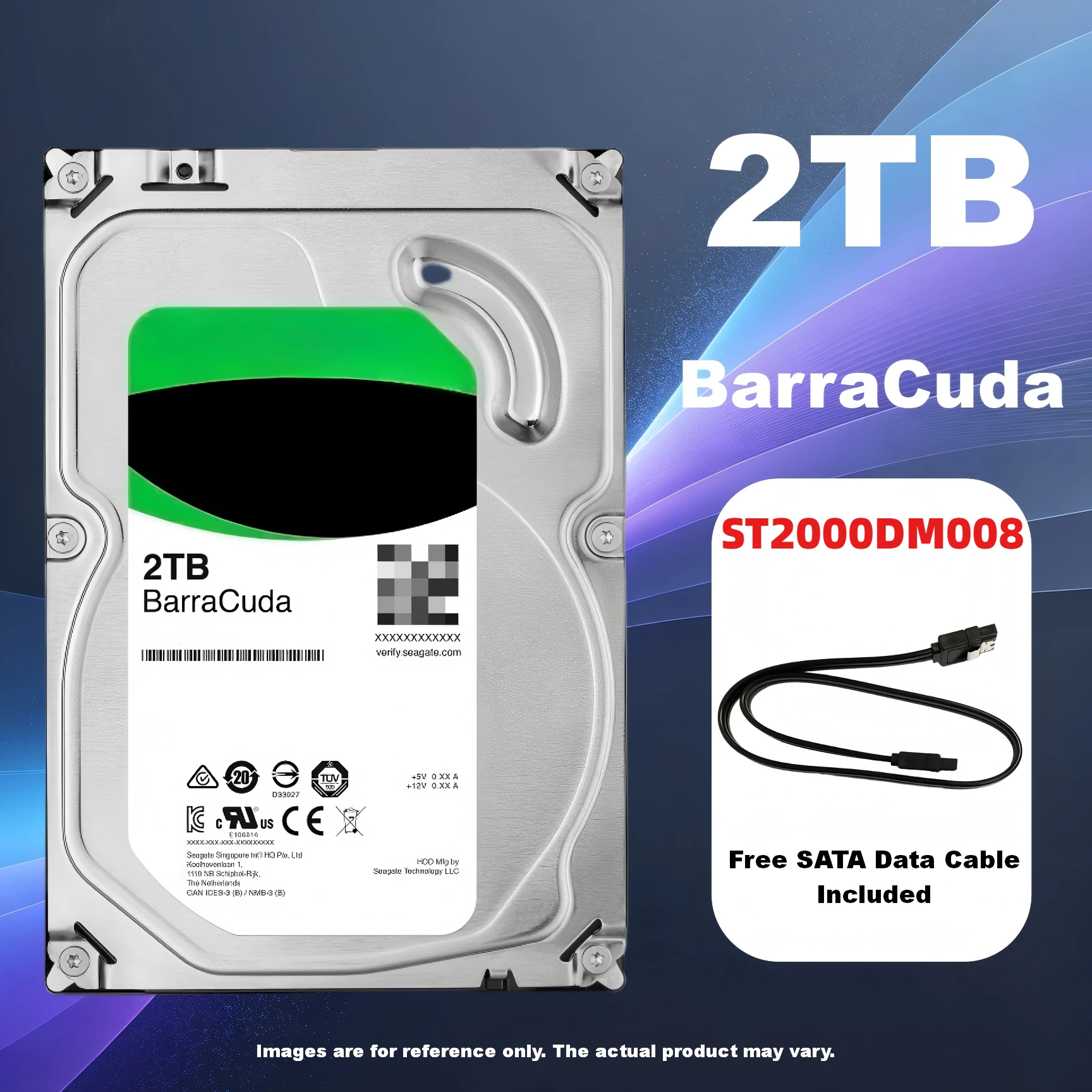 BarraCuda 2TB 3.5'' SATA 6Gb/s 7200RPM 256MB Cache Desktop HDD – ST2000DM008 Surveillance CCTV DVR Hard Drive