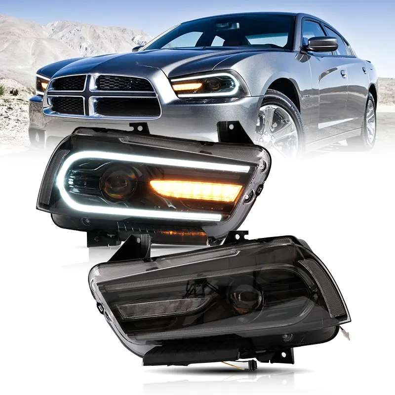 

NEW VLAND Wholesales Modified 7th Gen LED Headlights Head Light 2011-2014 Sequential Car Headlamp for Dodge Charger