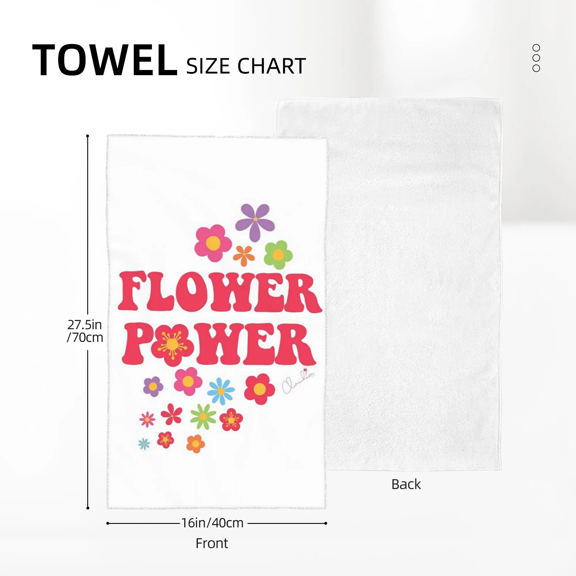 Custom Colorful Flower Power Seamless Pattern Soft Face Towel Quick Dry Pool Bath Cotton Towels Absorbent
