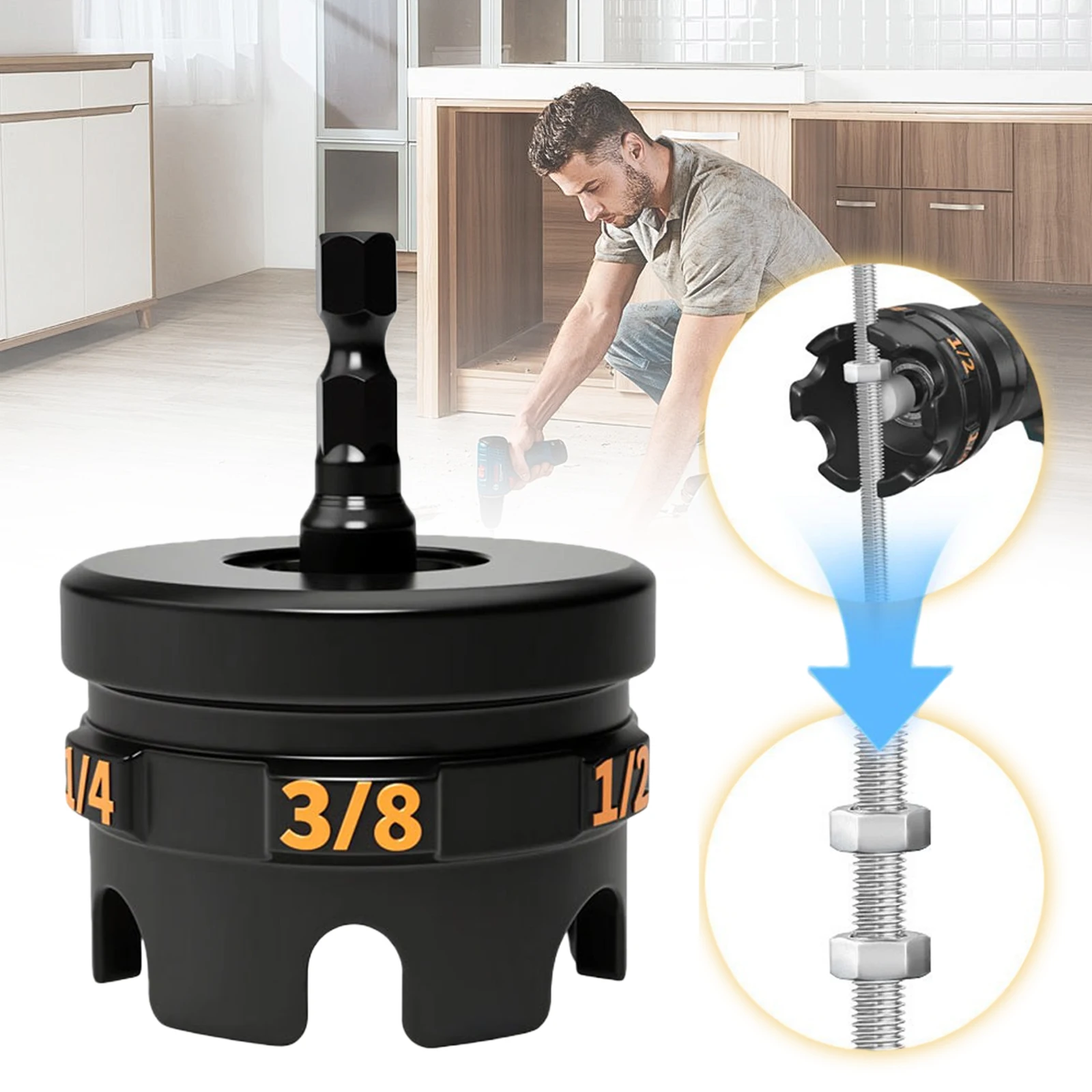 Nuts Zipper Drill Attachment for 1/4in 3/8in 1/2in Threaded Rods Nuts Spinning Drill Attachment for Conduit Racks& Strut Systems