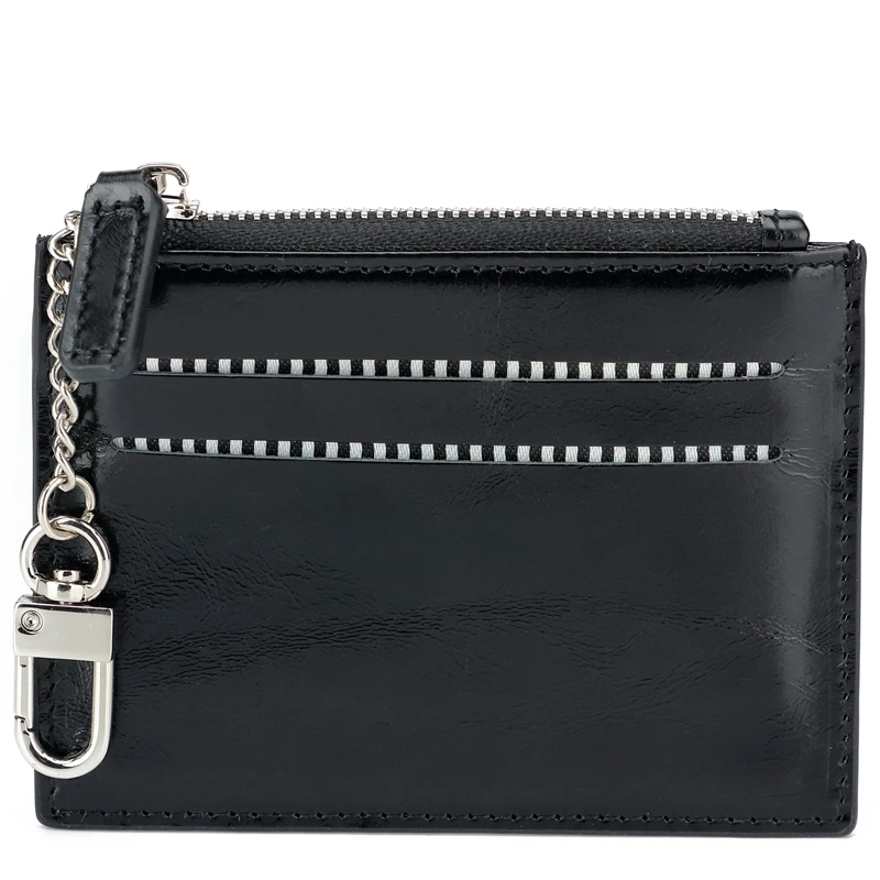 Coin Purse New Women's wallet pouch premium Oil waxed genuine cow leather mini organiser zipper purse card key holder men purses