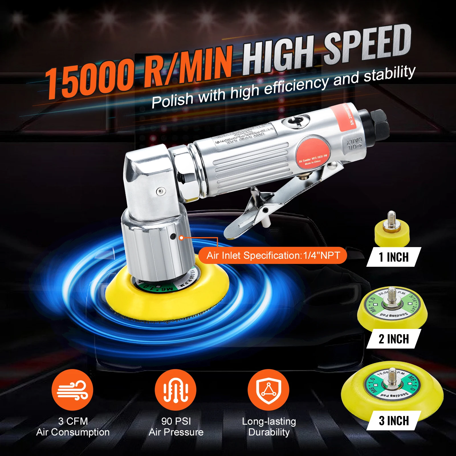 SucceBuy Mini Air Sander Orbital Pneumatic 1