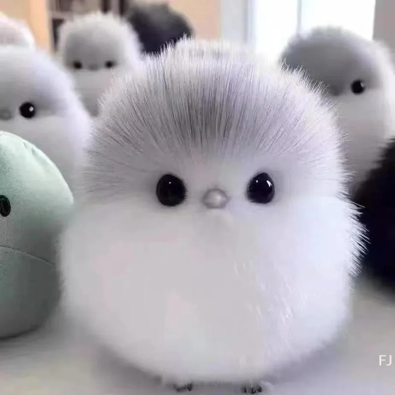 [YU]New Cute Fluffy Round Bird Plush Keychain Bird Doll Bag Pendant Backpack Decor Car Accessories Gift