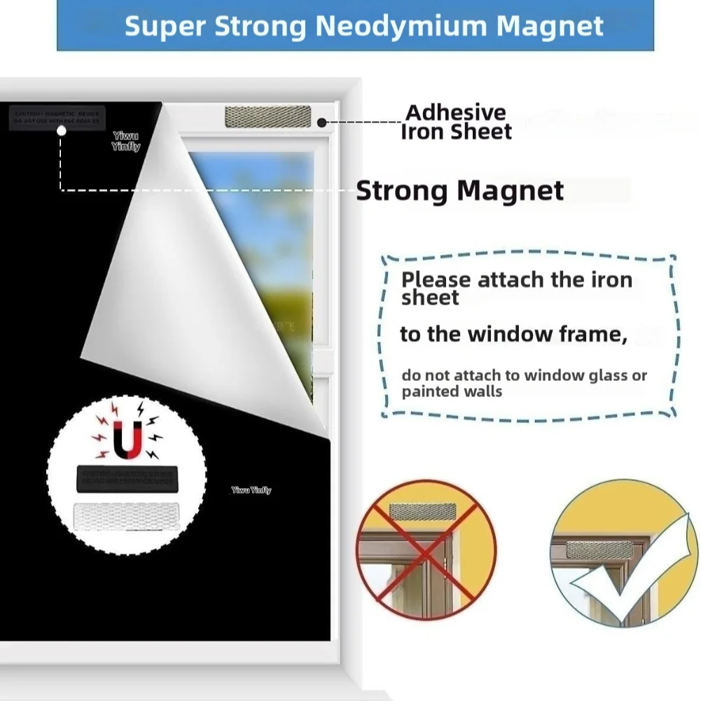 Magnetic No-Drill Blackout Curtains: DIY, Portable & Customizable Portable Travel Blocking Darkest Window Film Cloth