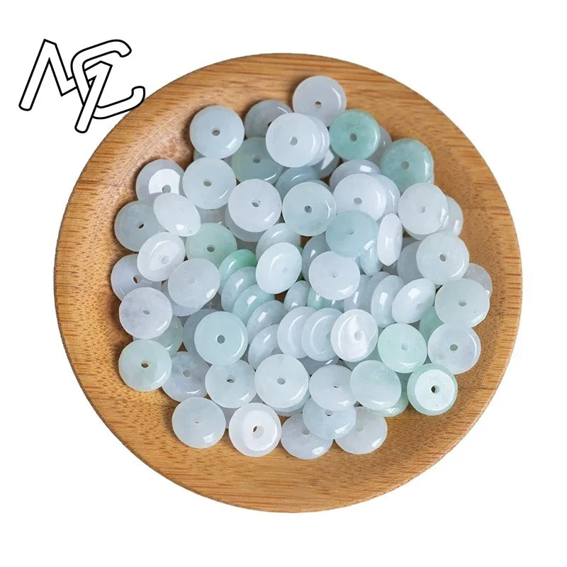 10pcs Natural Emerald White Jade Ping An Knot DIY Bracelet Necklace Charm Jadeite Jewellery Fashion Accessories Gift Women Men view 5