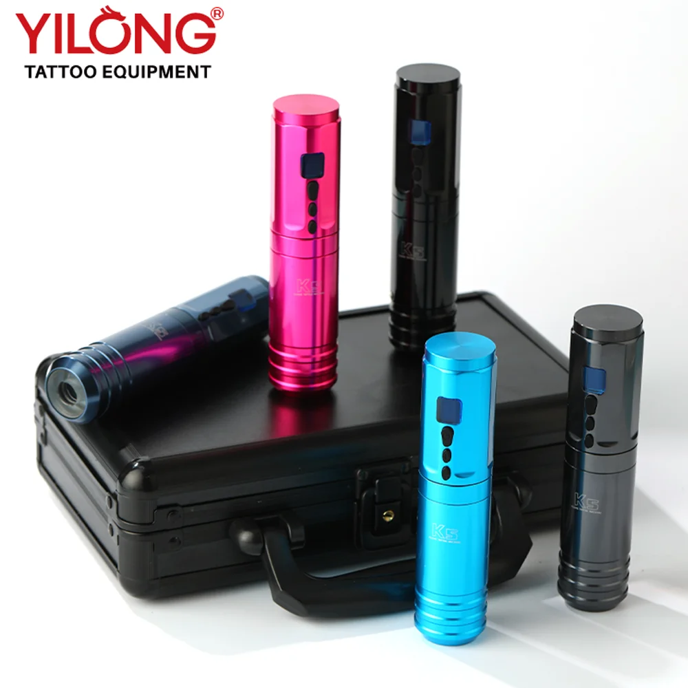 YILONG Wireless Tattoo Pen Machine 4.0 Stroke with 1900MAH Battery Capacity LCD Display Tattoo Gun for Artist Tattoo Supply