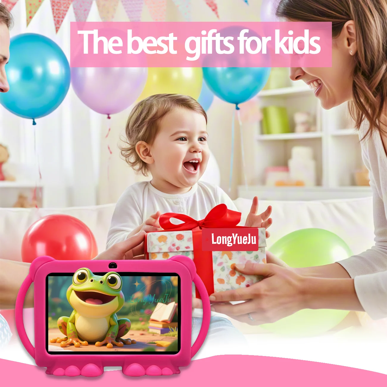 Tablet infantil de 7 polegadas com controle de pais, câmeras duplas, presentes infantis para natal e aniversário