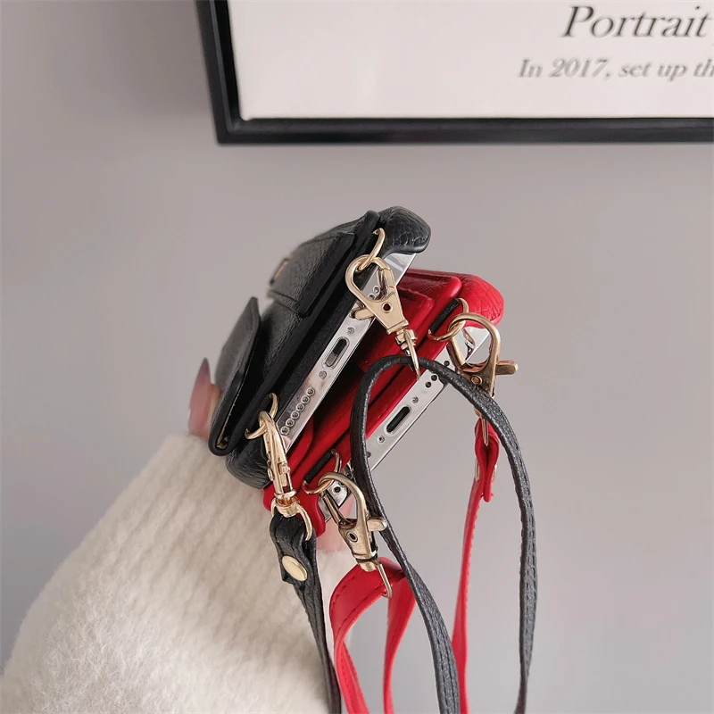 

Чехол-кошелек с плечевым ремнем для iPhone 16 Pro Max 14 11 12 13 15 Pro Max 16 Plus, женский кожаный чехол с карманом для карт и ремешком