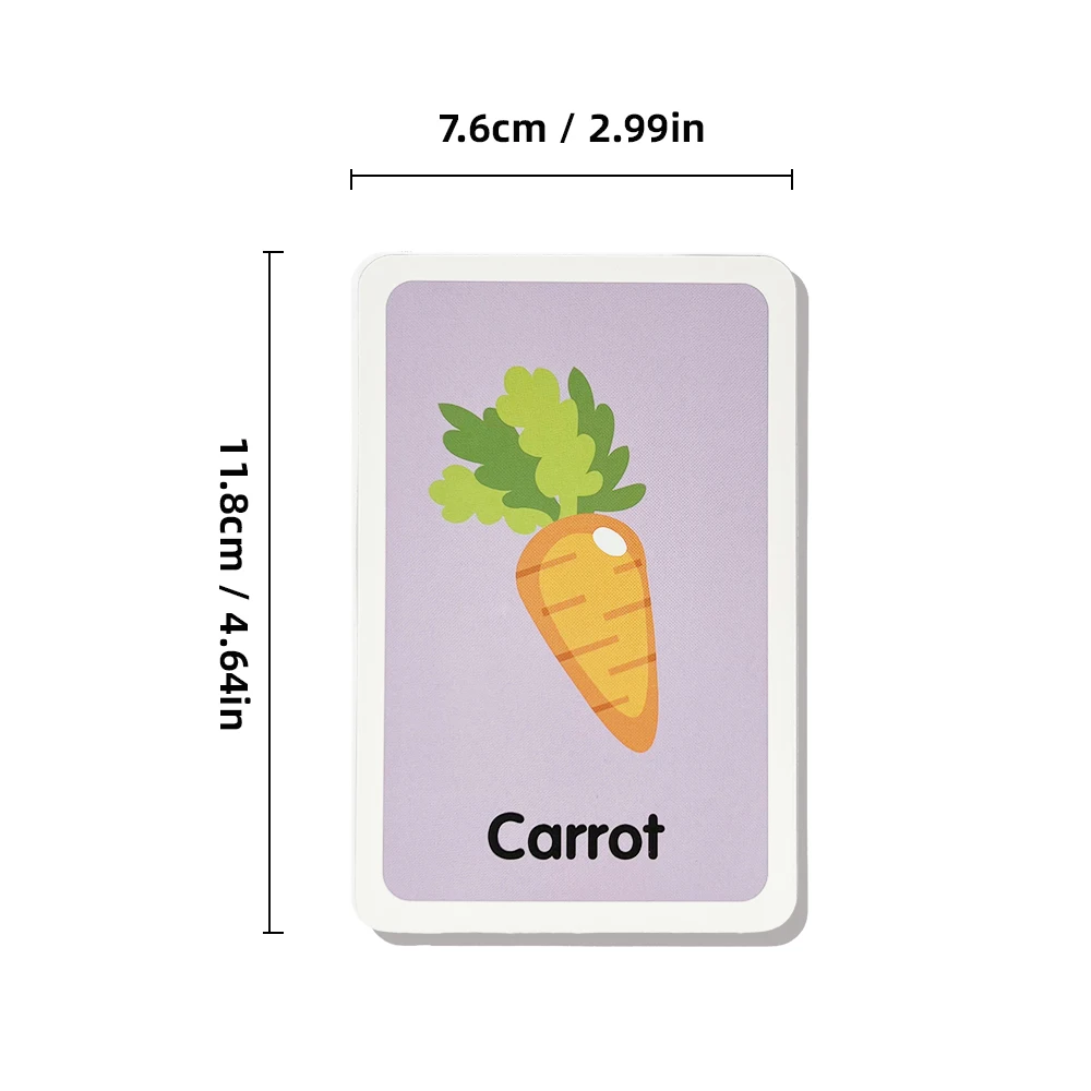 36 Double-Sided Vegetable Cognitive Cards, Kidsren's Enlightenment Early Education Puzzle, Reading Pictures, Learning Object Recognition Cards and Words