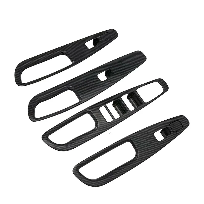 4PCS Car Window Lift Switch Cover Trim Carbon Fiber Style For Hyundai Santa Fe 2019 2020 2021 2022 Car Interior Accessories